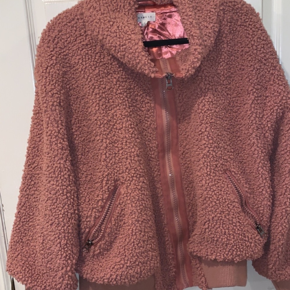 Pink Sherpa Bomber Jacket - Picture 2 of 2